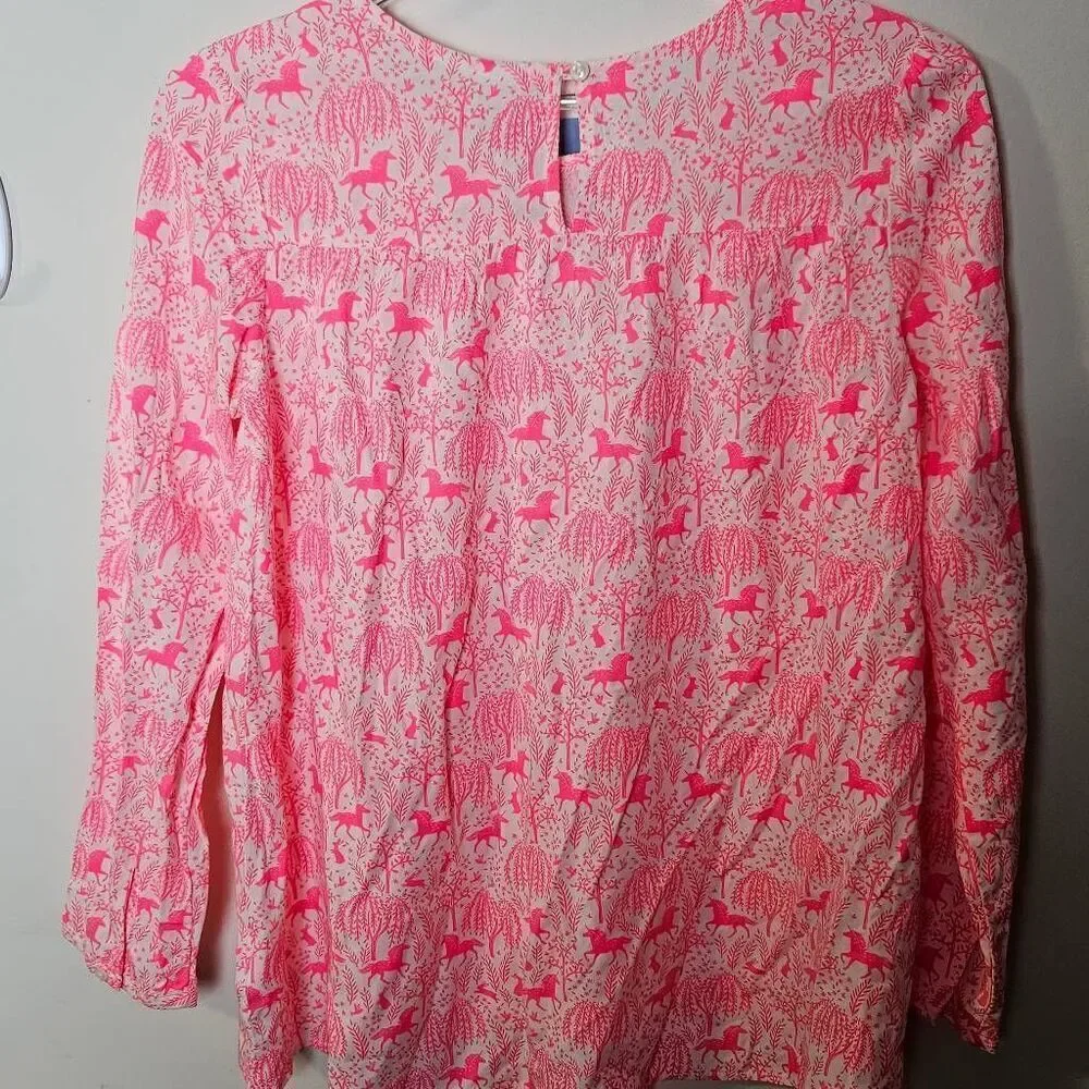 Gap Sarah Jessica Parker Blouse Girls Pink Sz XXL Unicorn Printed Round Neck NWT